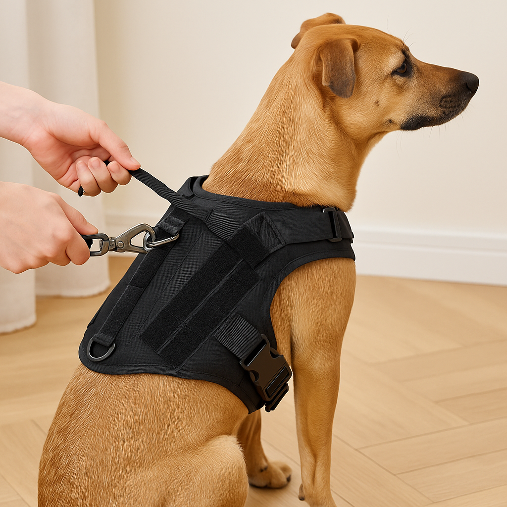 20250719_1758_Dog Harness Attachment Showcase_remix_01k0jb24bte9pv6m3qs6f70jp1.png__PID:1b5694b5-3bf5-4862-ae15-75a5726d67bc
